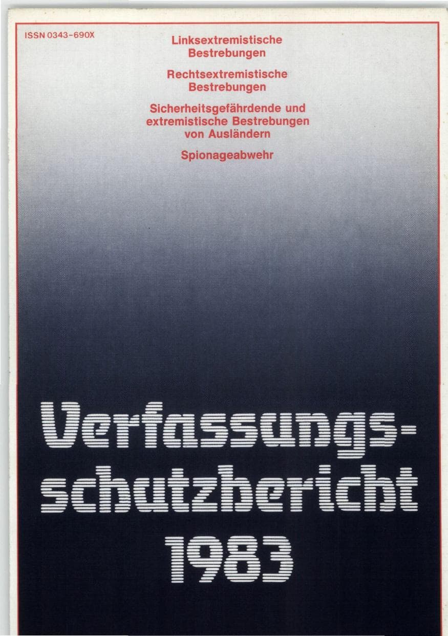 Seite 1 des Verfassungsschutzbericht 1983 Bund