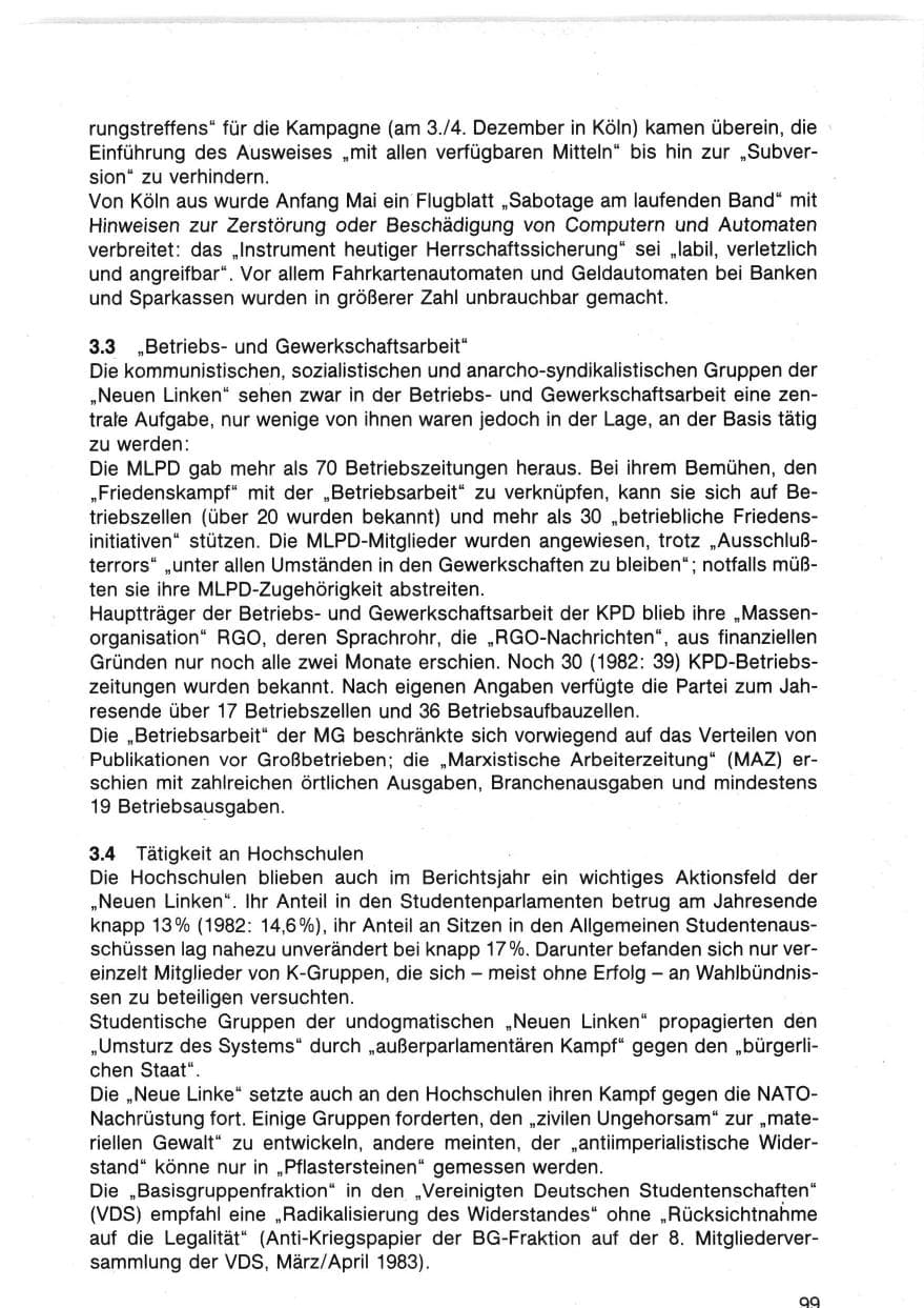 Seite 104 des Verfassungsschutzbericht 1983 Bund