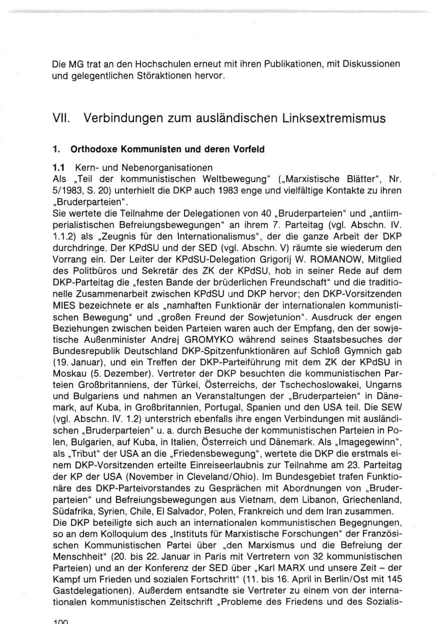 Seite 105 des Verfassungsschutzbericht 1983 Bund