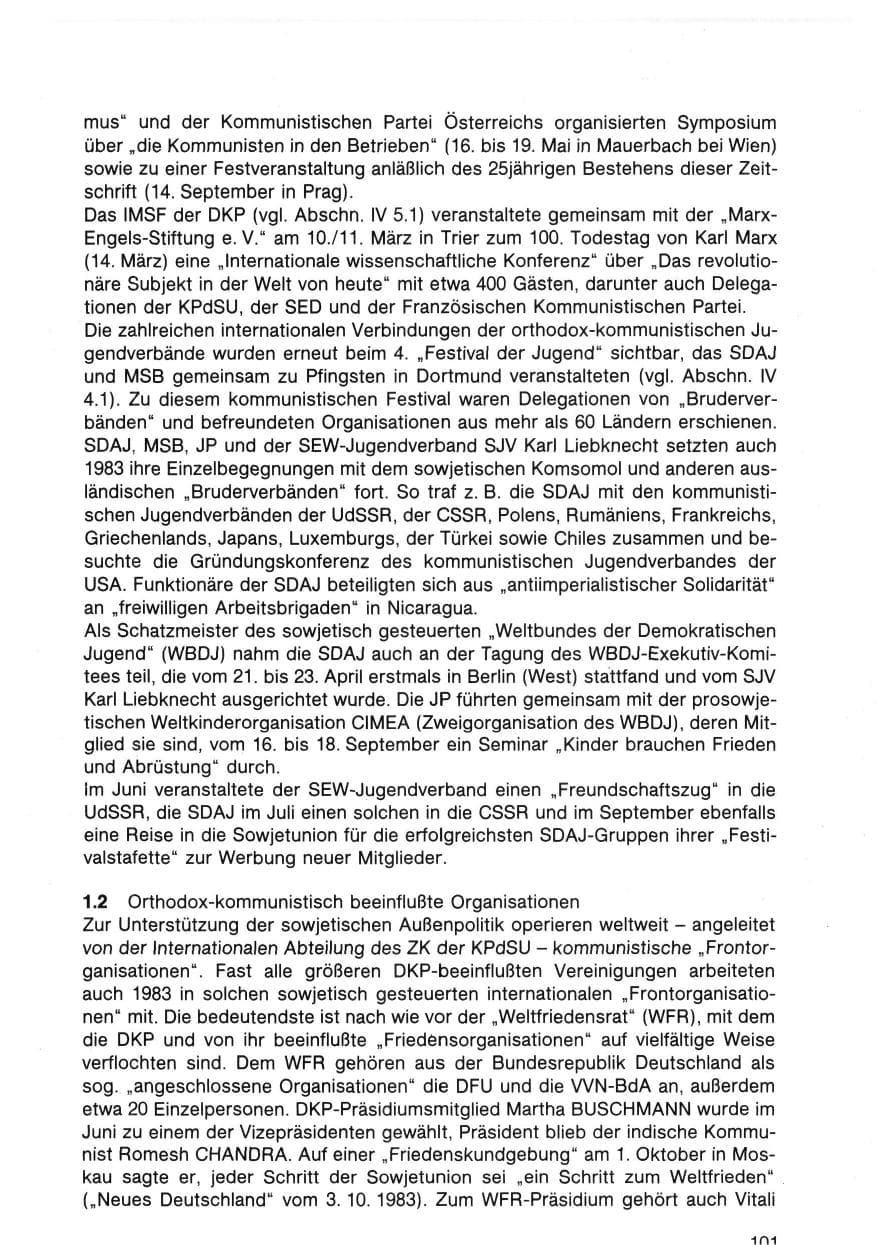 Seite 106 des Verfassungsschutzbericht 1983 Bund