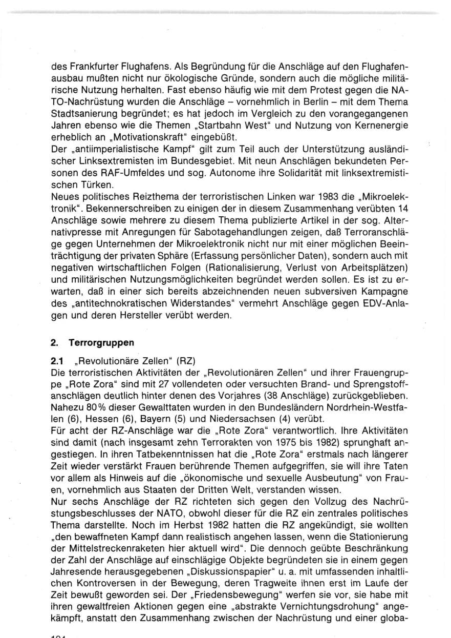 Seite 109 des Verfassungsschutzbericht 1983 Bund
