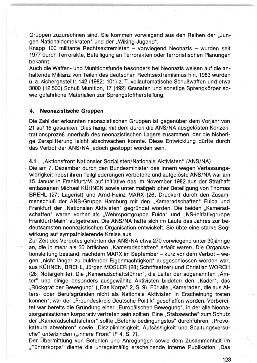 Seite 126 des Verfassungsschutzbericht 1983 Bund