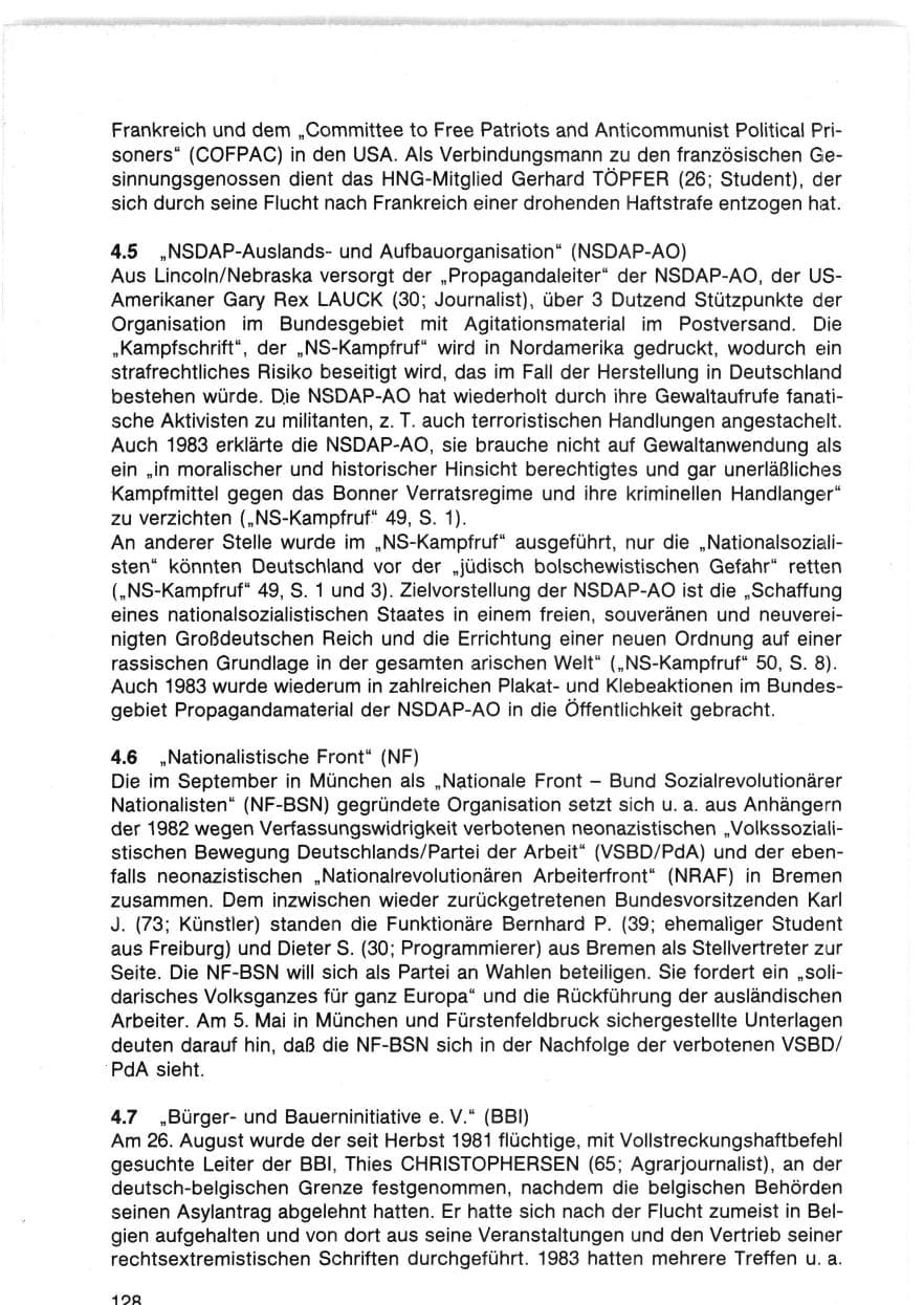 Seite 131 des Verfassungsschutzbericht 1983 Bund