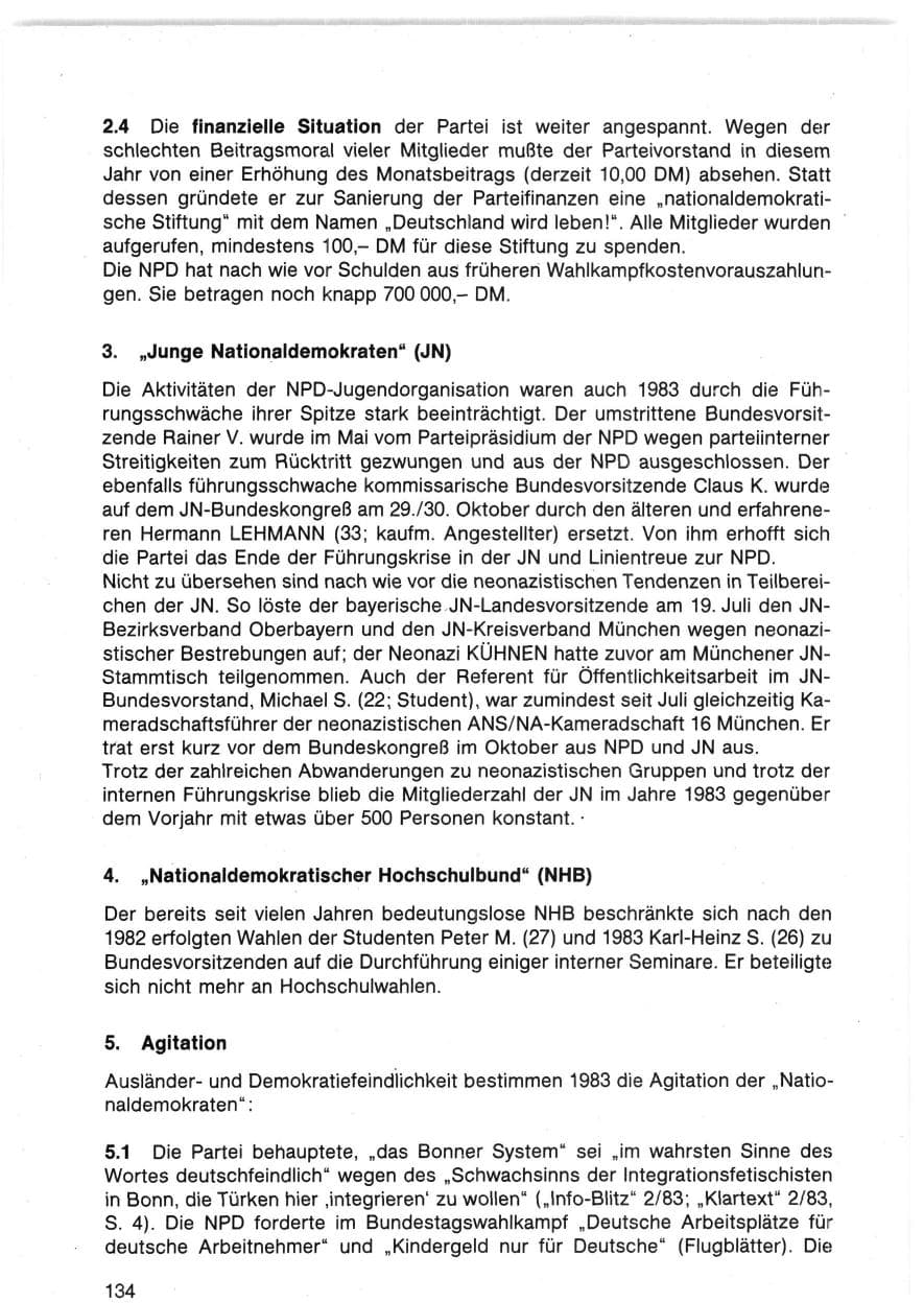 Seite 137 des Verfassungsschutzbericht 1983 Bund