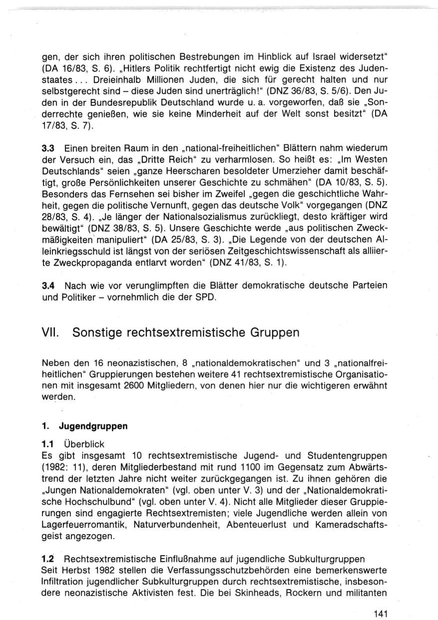Seite 144 des Verfassungsschutzbericht 1983 Bund