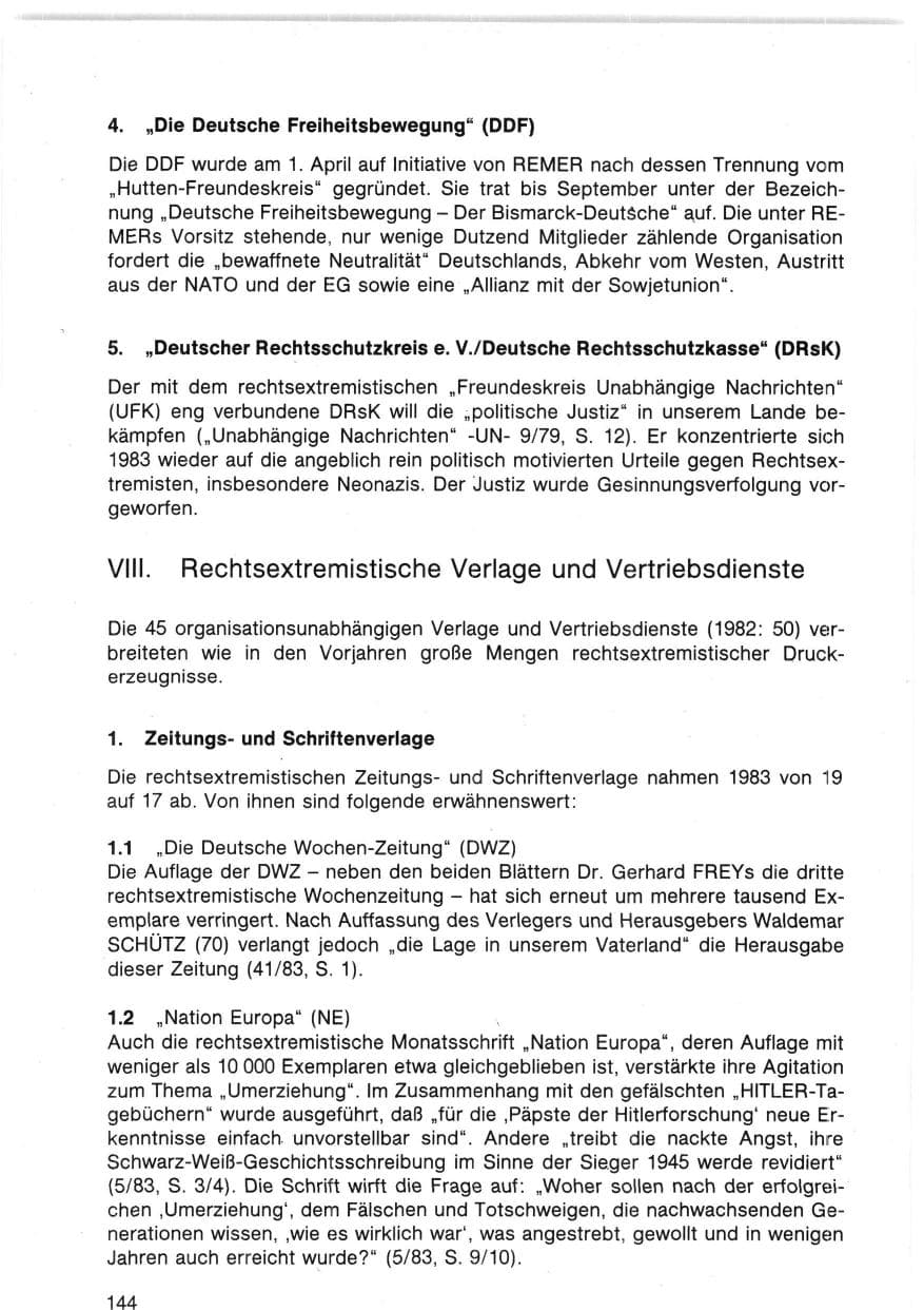 Seite 147 des Verfassungsschutzbericht 1983 Bund