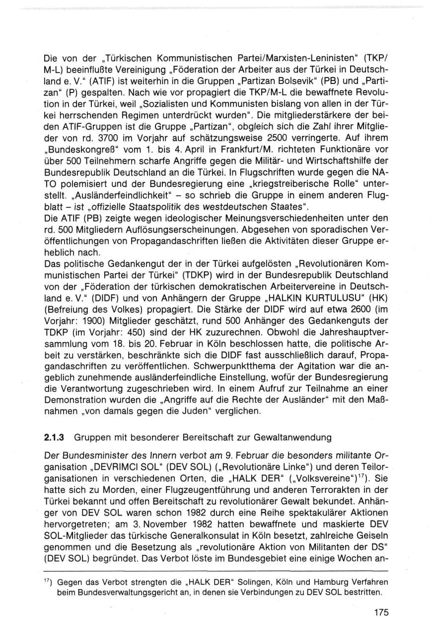 Seite 178 des Verfassungsschutzbericht 1983 Bund