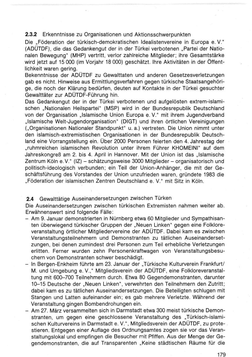Seite 182 des Verfassungsschutzbericht 1983 Bund