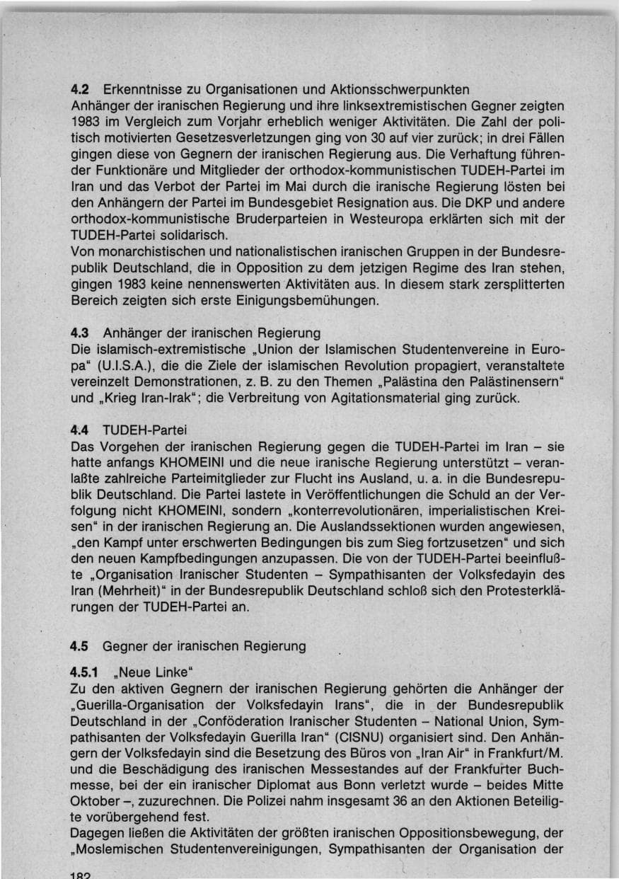 Seite 185 des Verfassungsschutzbericht 1983 Bund
