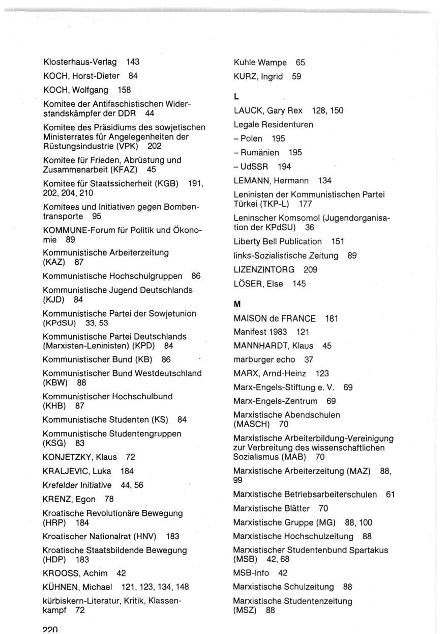 Seite 223 des Verfassungsschutzbericht 1983 Bund