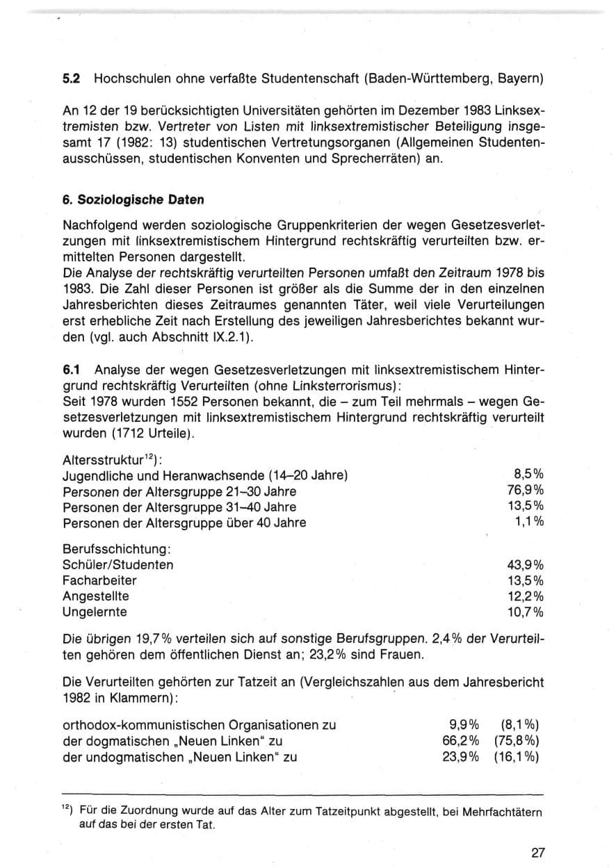 Seite 27 des Verfassungsschutzbericht 1983 Bund