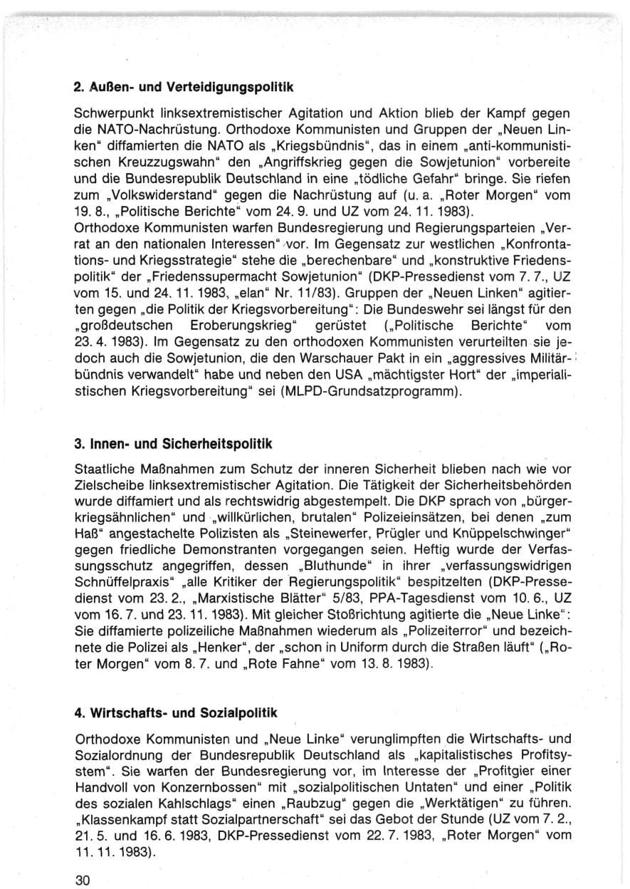Seite 30 des Verfassungsschutzbericht 1983 Bund