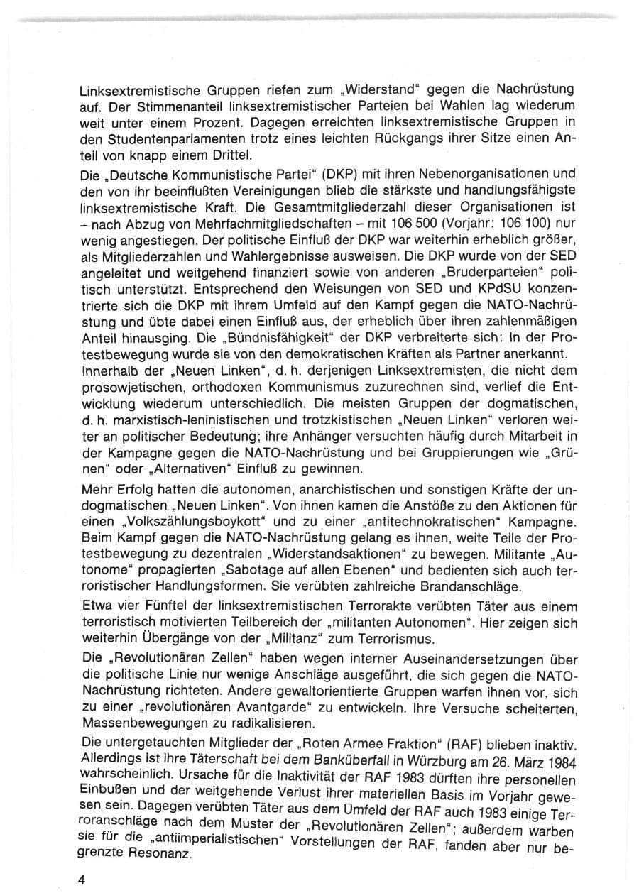 Seite 4 des Verfassungsschutzbericht 1983 Bund