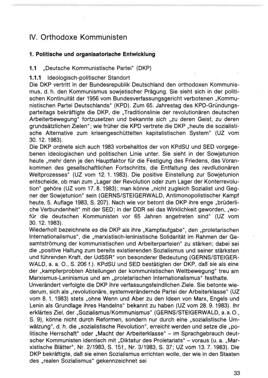 Seite 33 des Verfassungsschutzbericht 1983 Bund