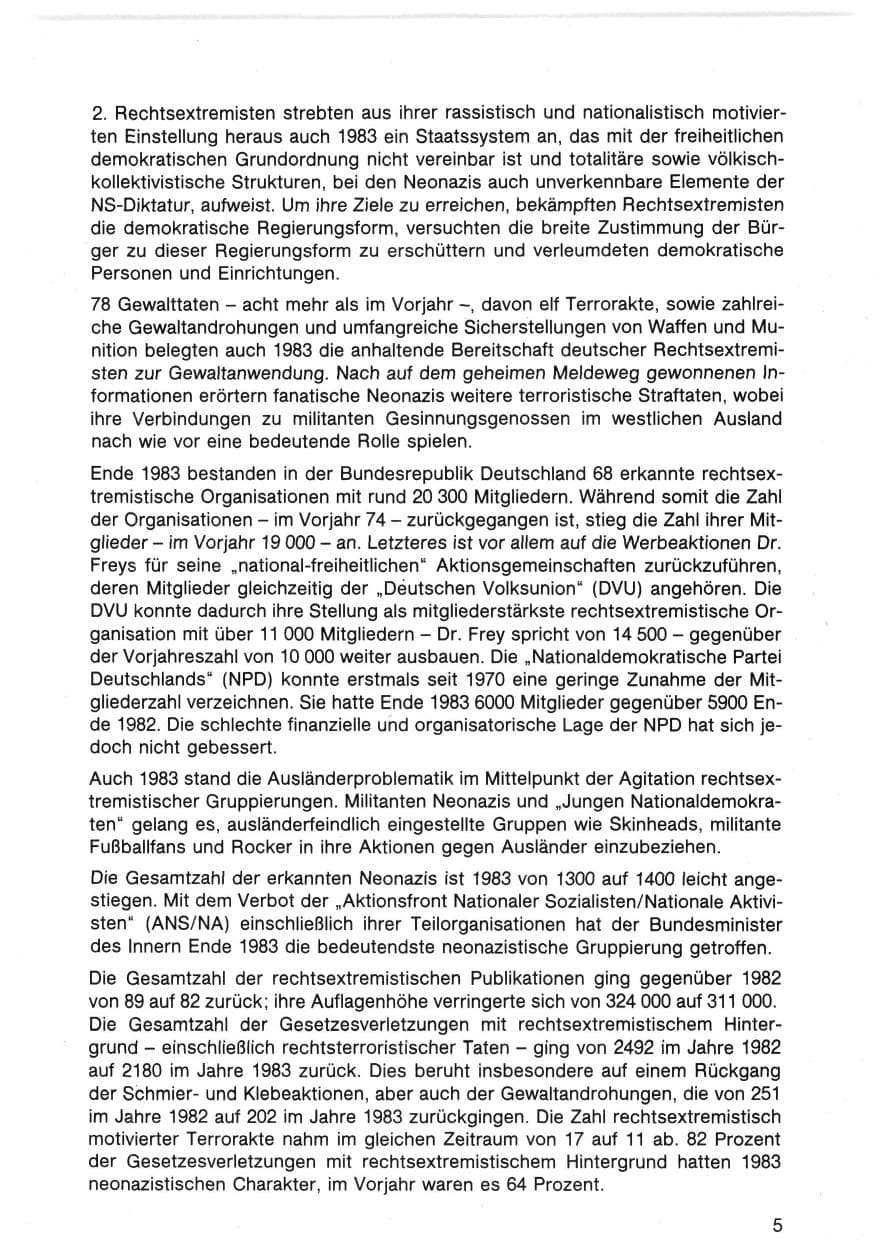 Seite 5 des Verfassungsschutzbericht 1983 Bund