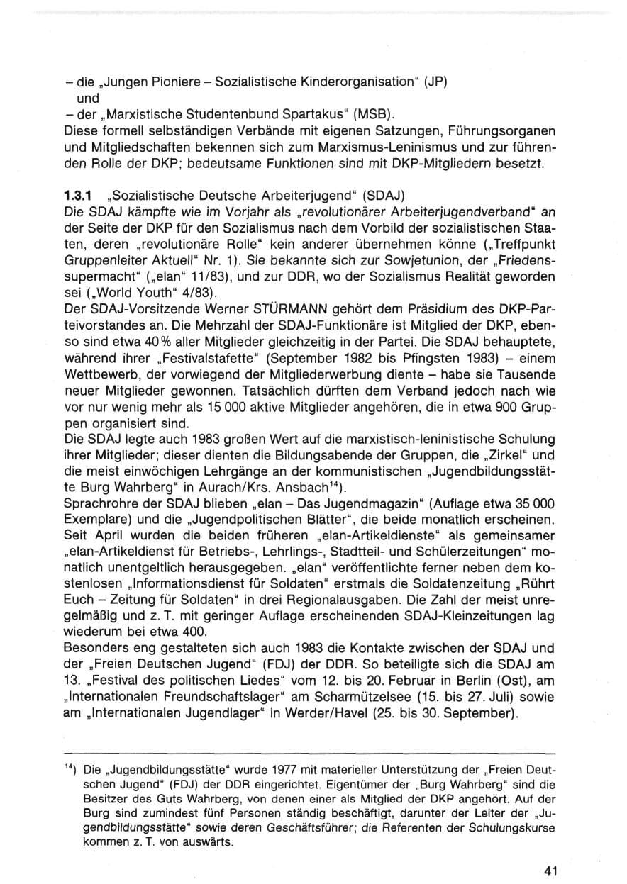Seite 41 des Verfassungsschutzbericht 1983 Bund