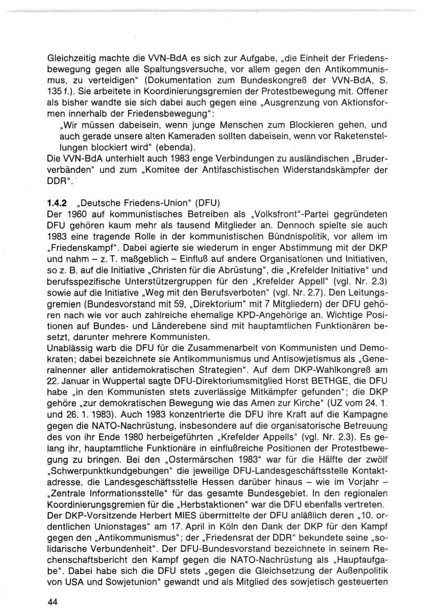 Seite 44 des Verfassungsschutzbericht 1983 Bund