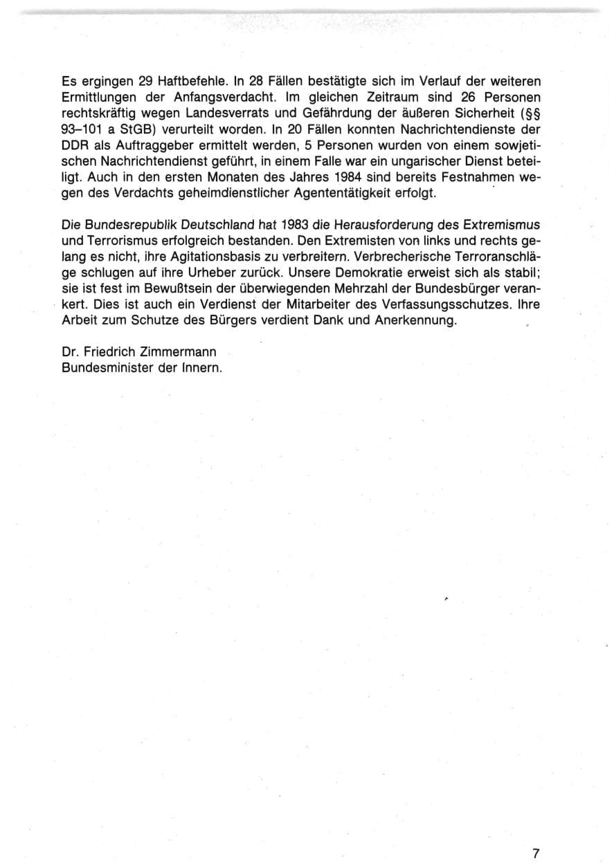 Seite 7 des Verfassungsschutzbericht 1983 Bund