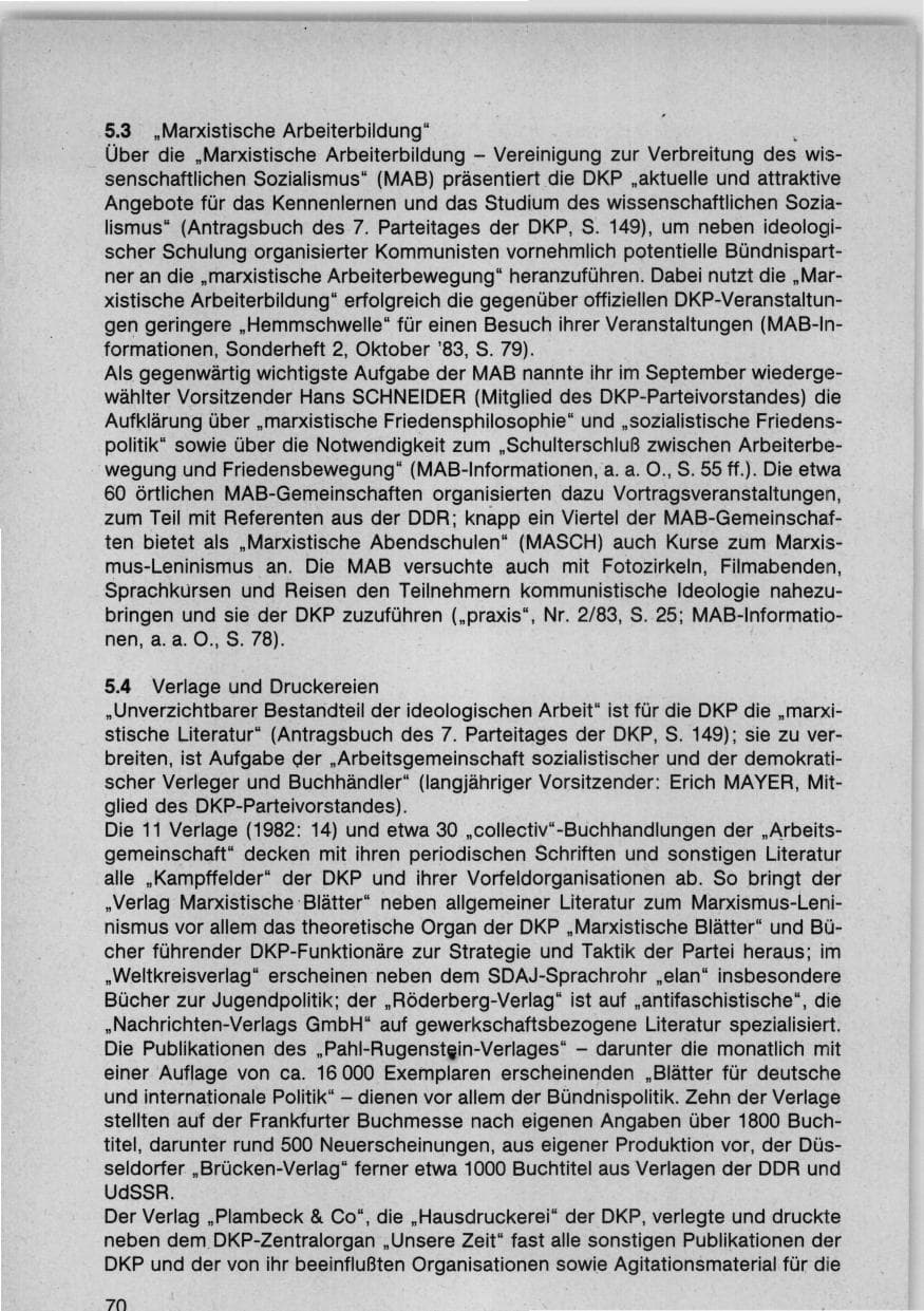 Seite 73 des Verfassungsschutzbericht 1983 Bund