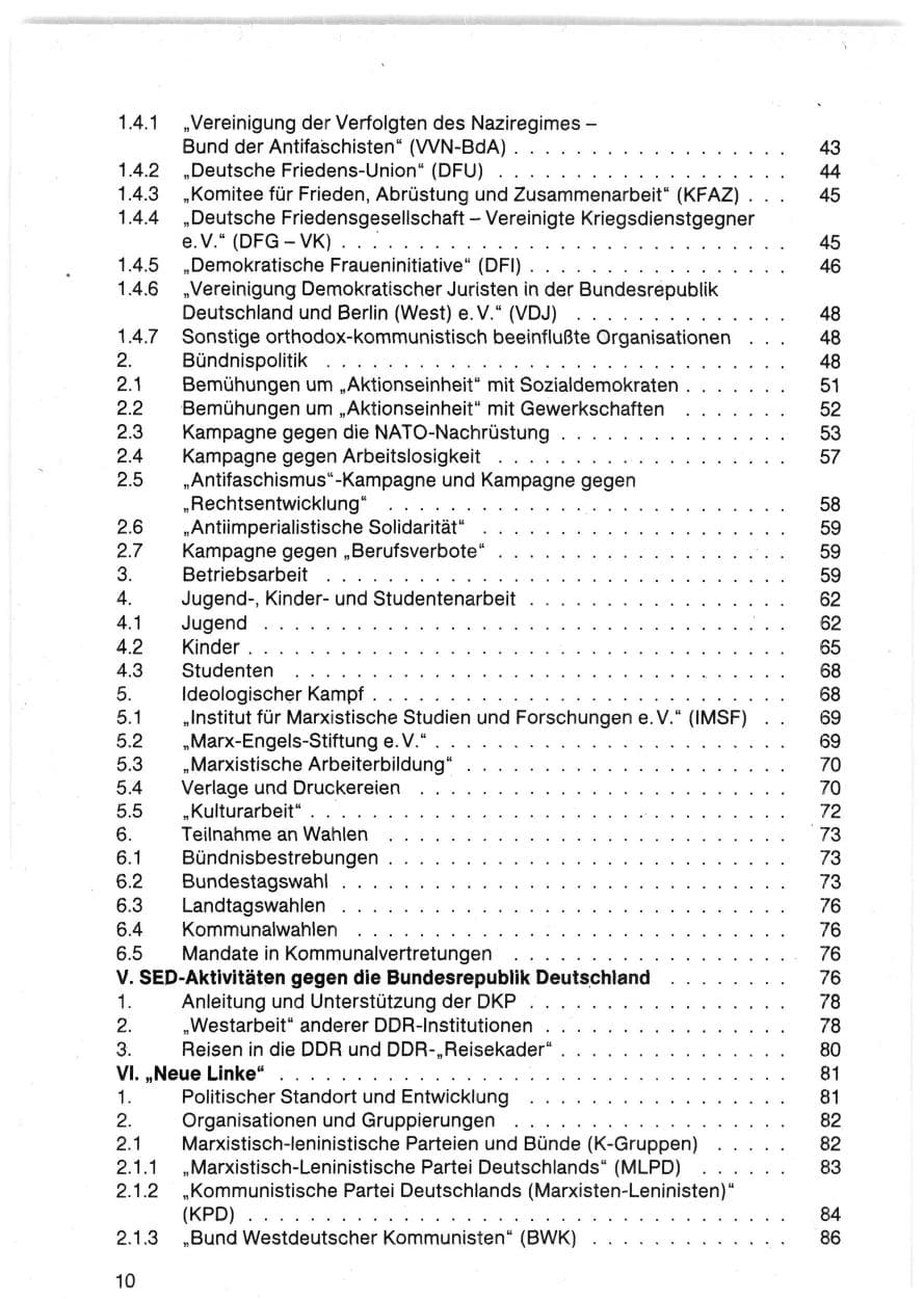 Seite 10 des Verfassungsschutzbericht 1983 Bund