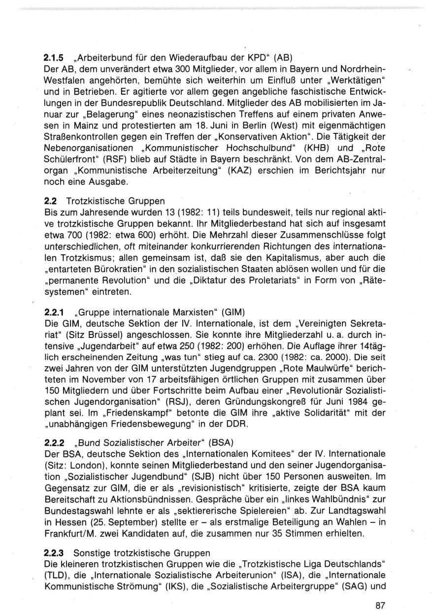 Seite 91 des Verfassungsschutzbericht 1983 Bund