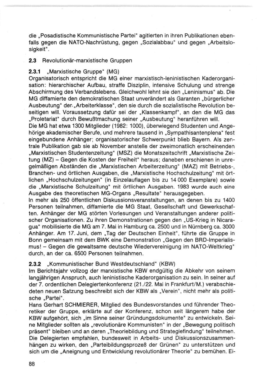 Seite 92 des Verfassungsschutzbericht 1983 Bund