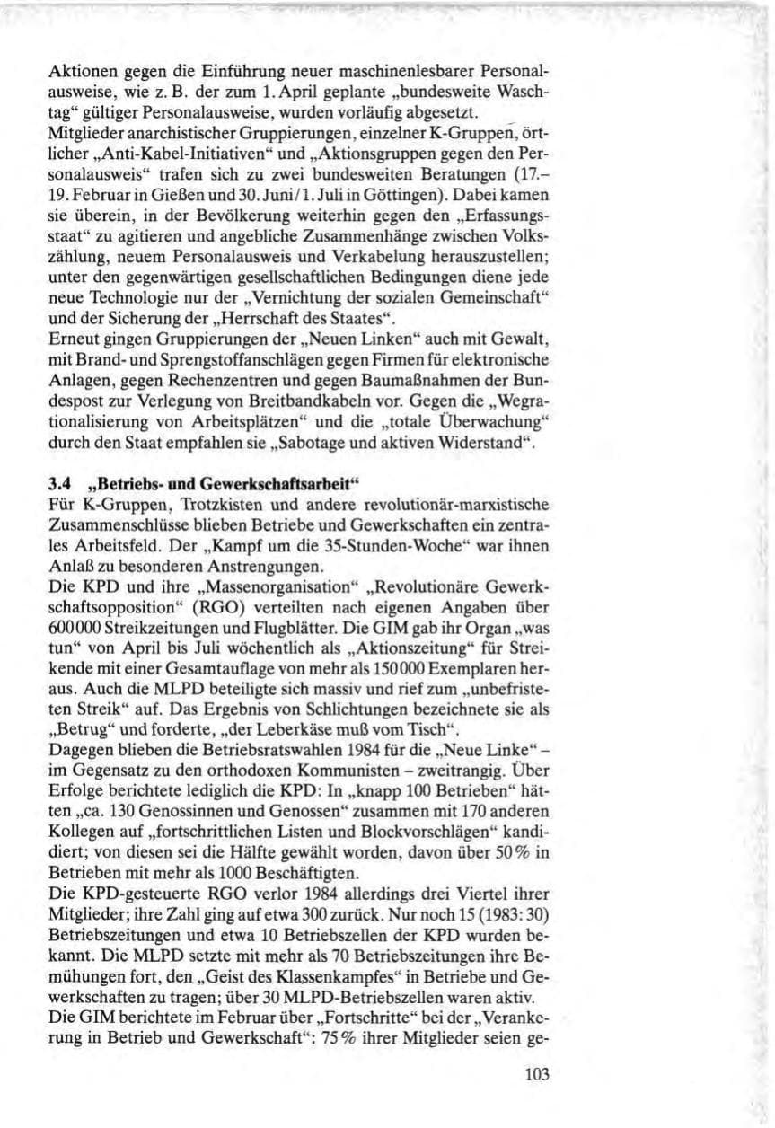 Seite 101 des Verfassungsschutzbericht 1984 Bund