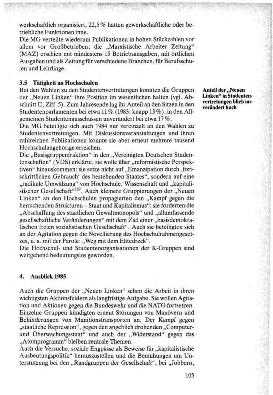 Seite 103 des Verfassungsschutzbericht 1984 Bund