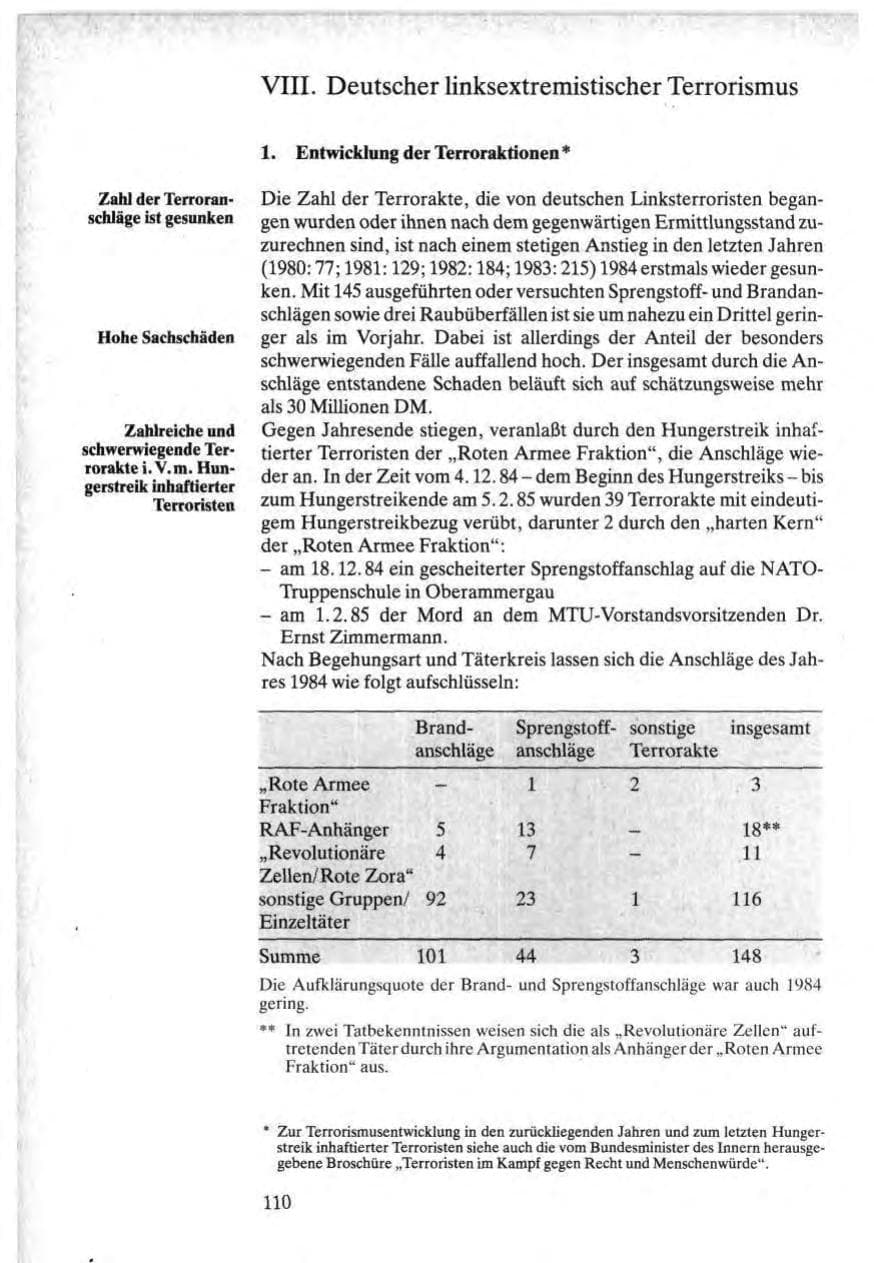 Seite 108 des Verfassungsschutzbericht 1984 Bund