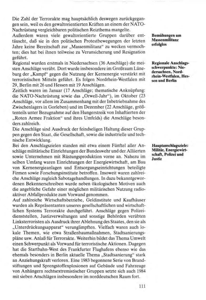 Seite 109 des Verfassungsschutzbericht 1984 Bund
