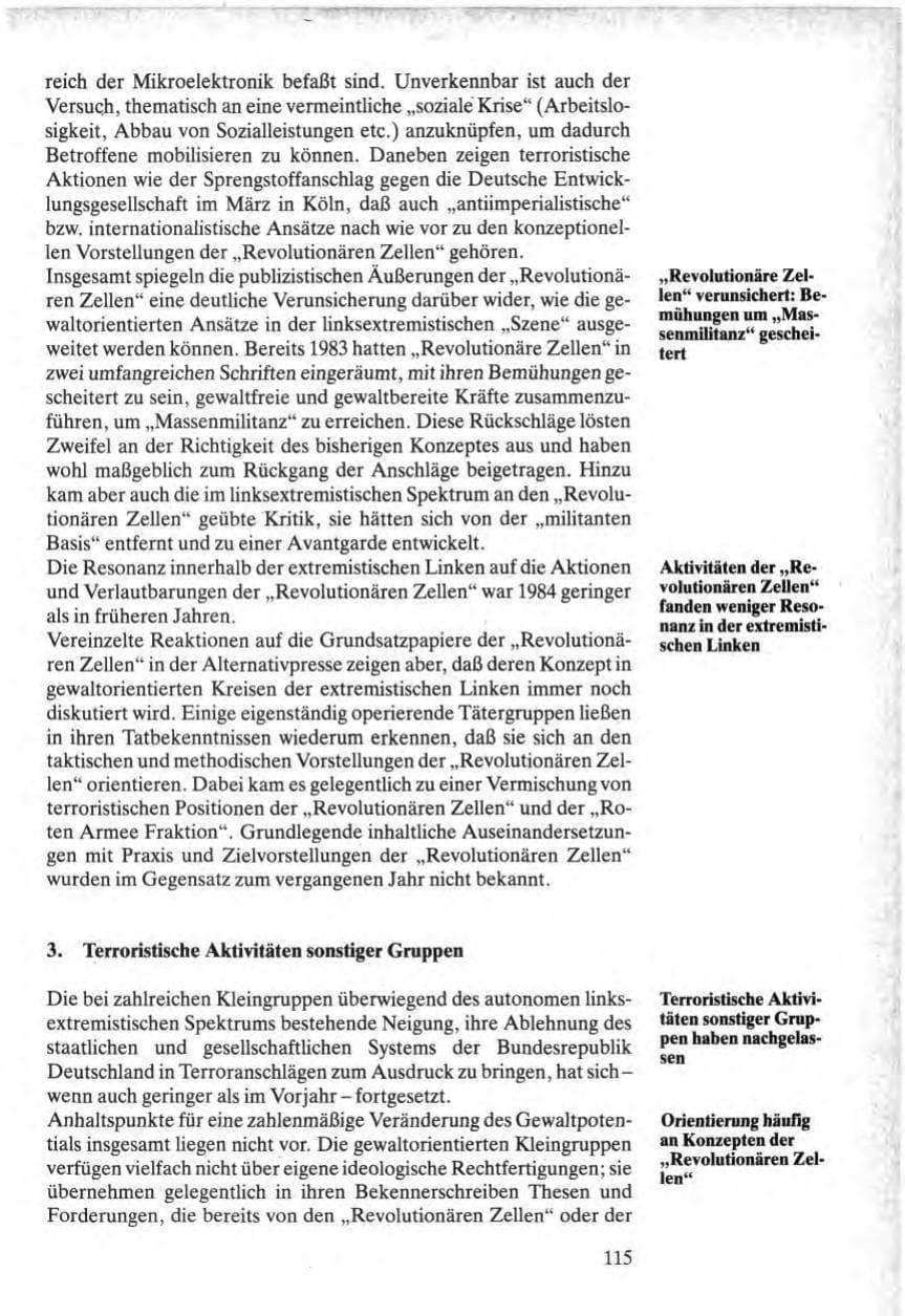 Seite 113 des Verfassungsschutzbericht 1984 Bund