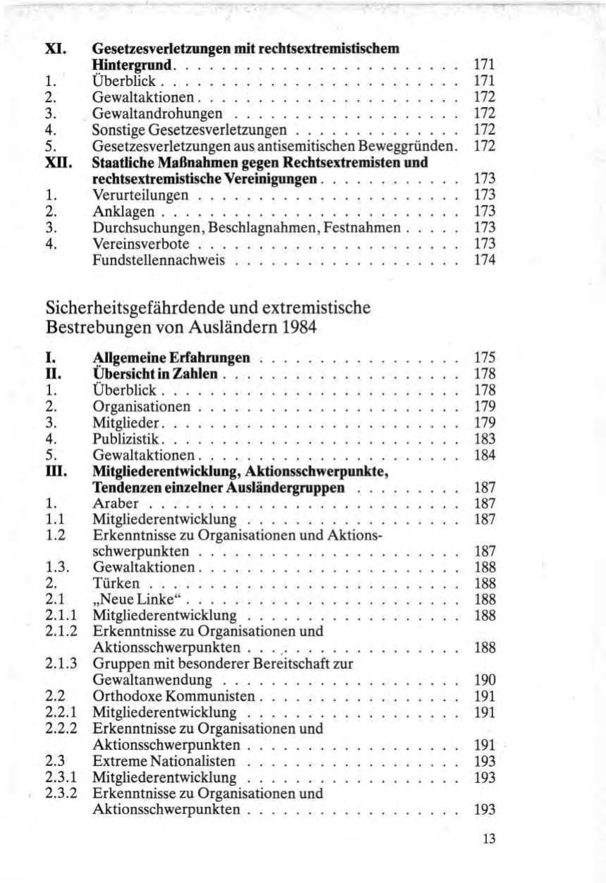 Seite 13 des Verfassungsschutzbericht 1984 Bund