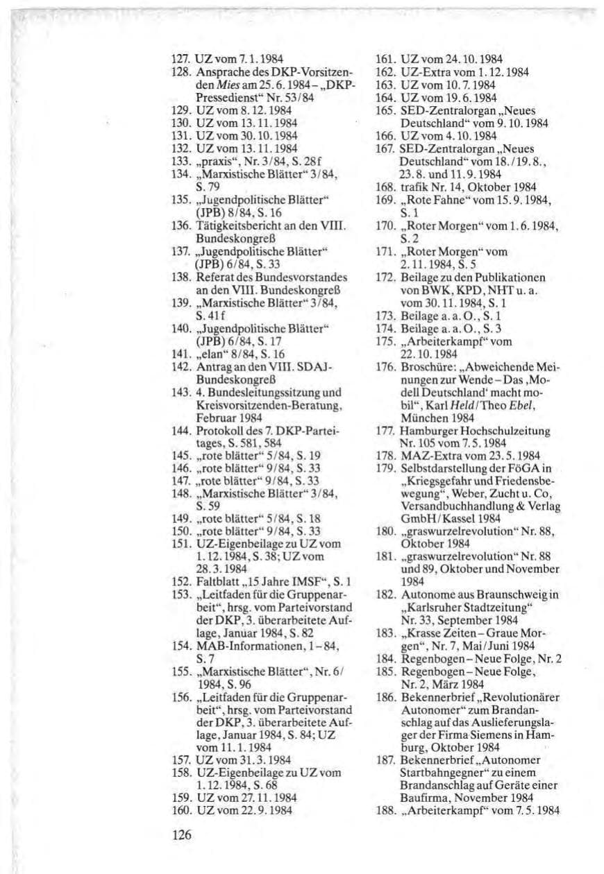 Seite 124 des Verfassungsschutzbericht 1984 Bund