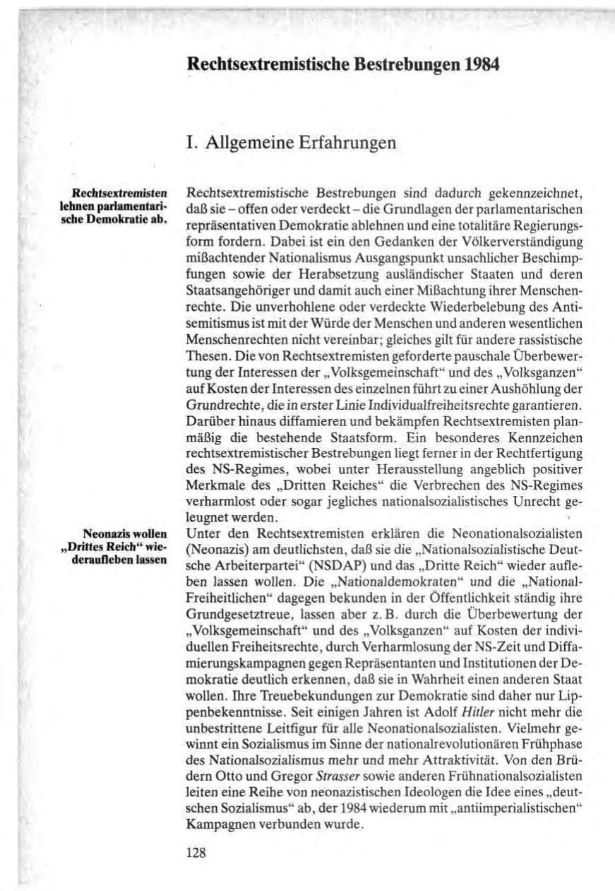 Seite 126 des Verfassungsschutzbericht 1984 Bund