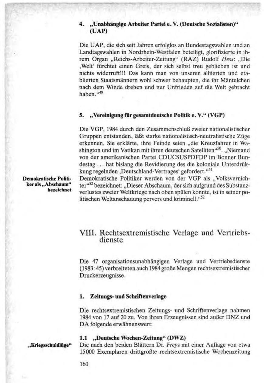 Seite 158 des Verfassungsschutzbericht 1984 Bund