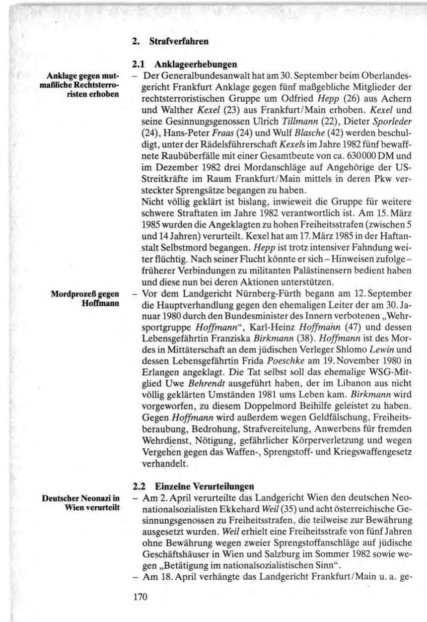 Seite 168 des Verfassungsschutzbericht 1984 Bund