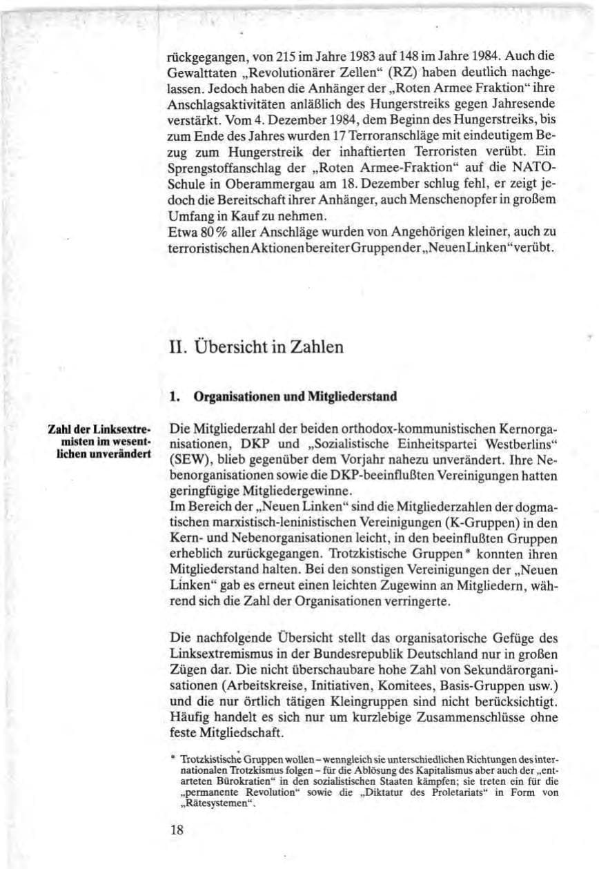 Seite 18 des Verfassungsschutzbericht 1984 Bund