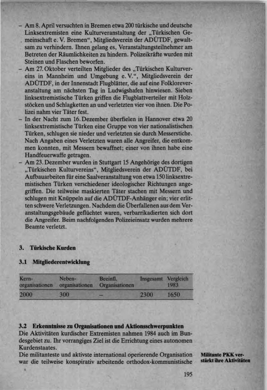 Seite 193 des Verfassungsschutzbericht 1984 Bund
