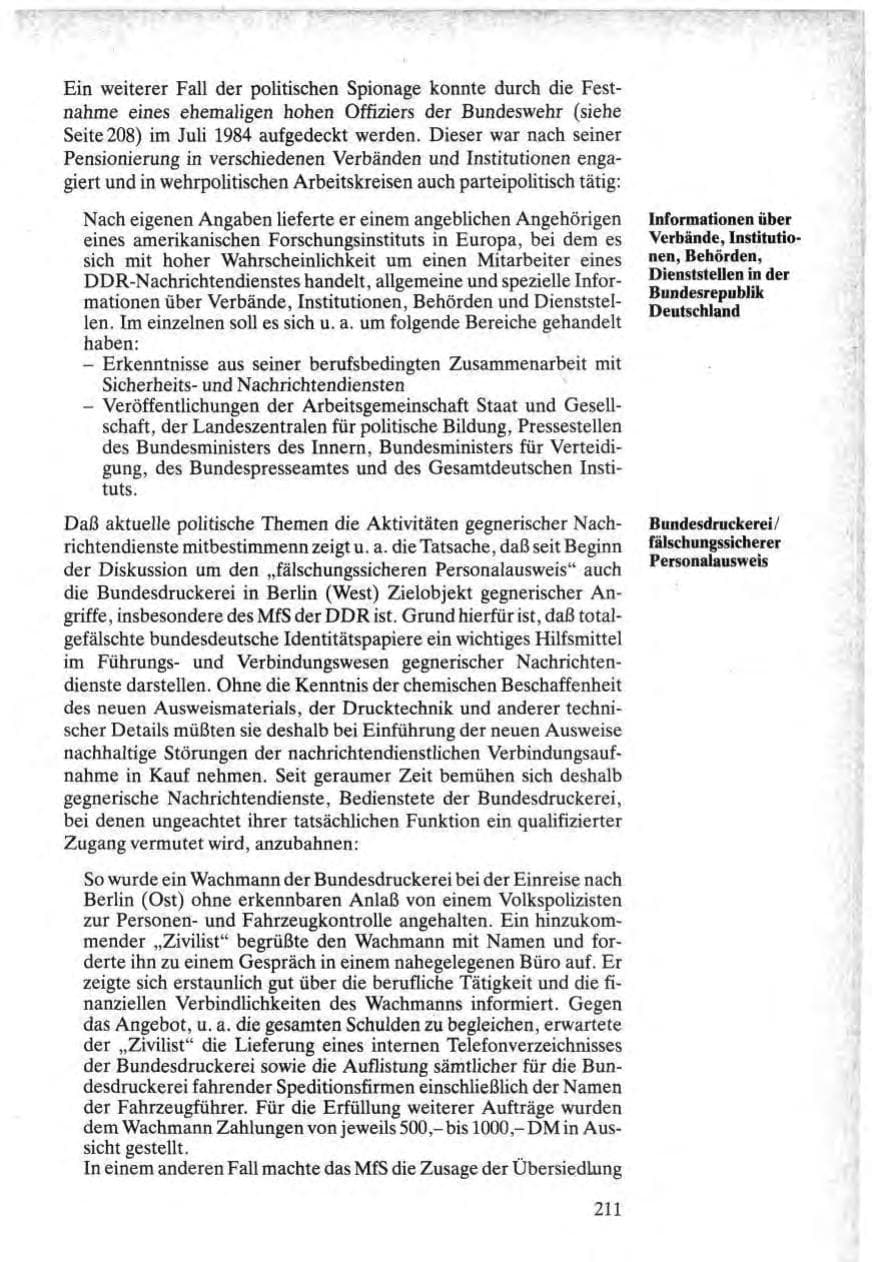 Seite 209 des Verfassungsschutzbericht 1984 Bund
