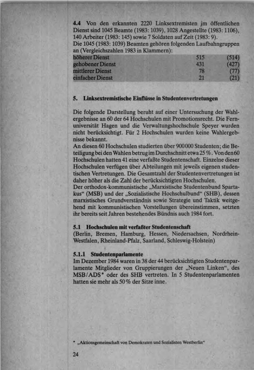 Seite 24 des Verfassungsschutzbericht 1984 Bund