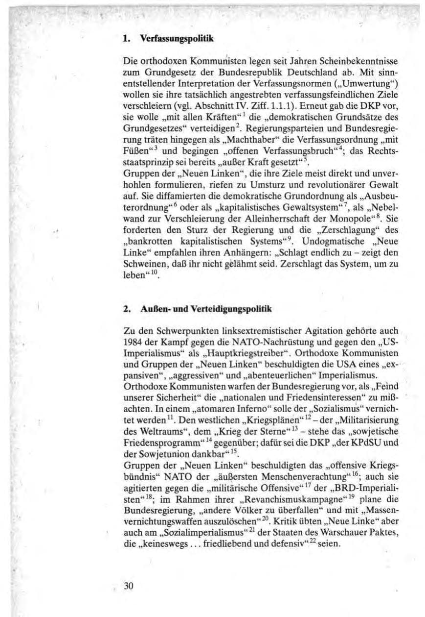 Seite 30 des Verfassungsschutzbericht 1984 Bund