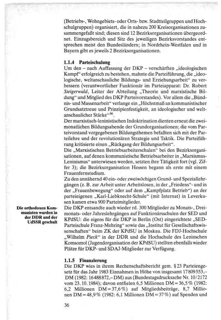 Seite 36 des Verfassungsschutzbericht 1984 Bund