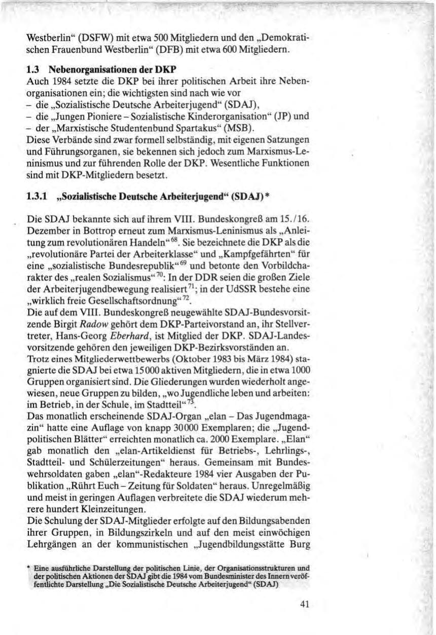 Seite 41 des Verfassungsschutzbericht 1984 Bund