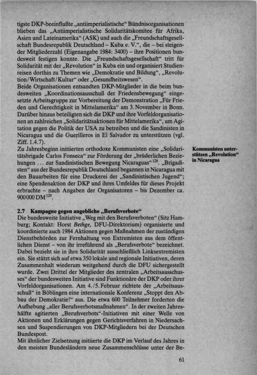 Seite 61 des Verfassungsschutzbericht 1984 Bund