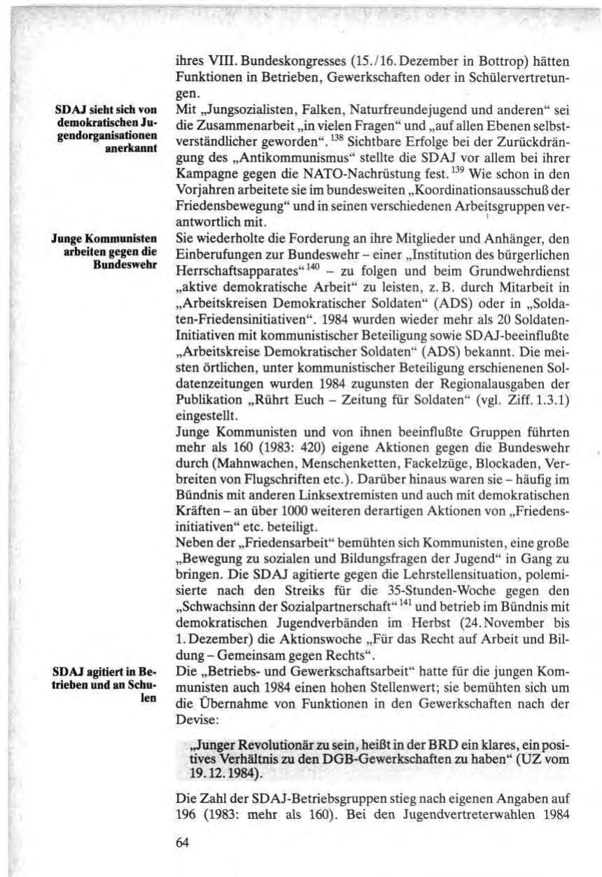 Seite 64 des Verfassungsschutzbericht 1984 Bund