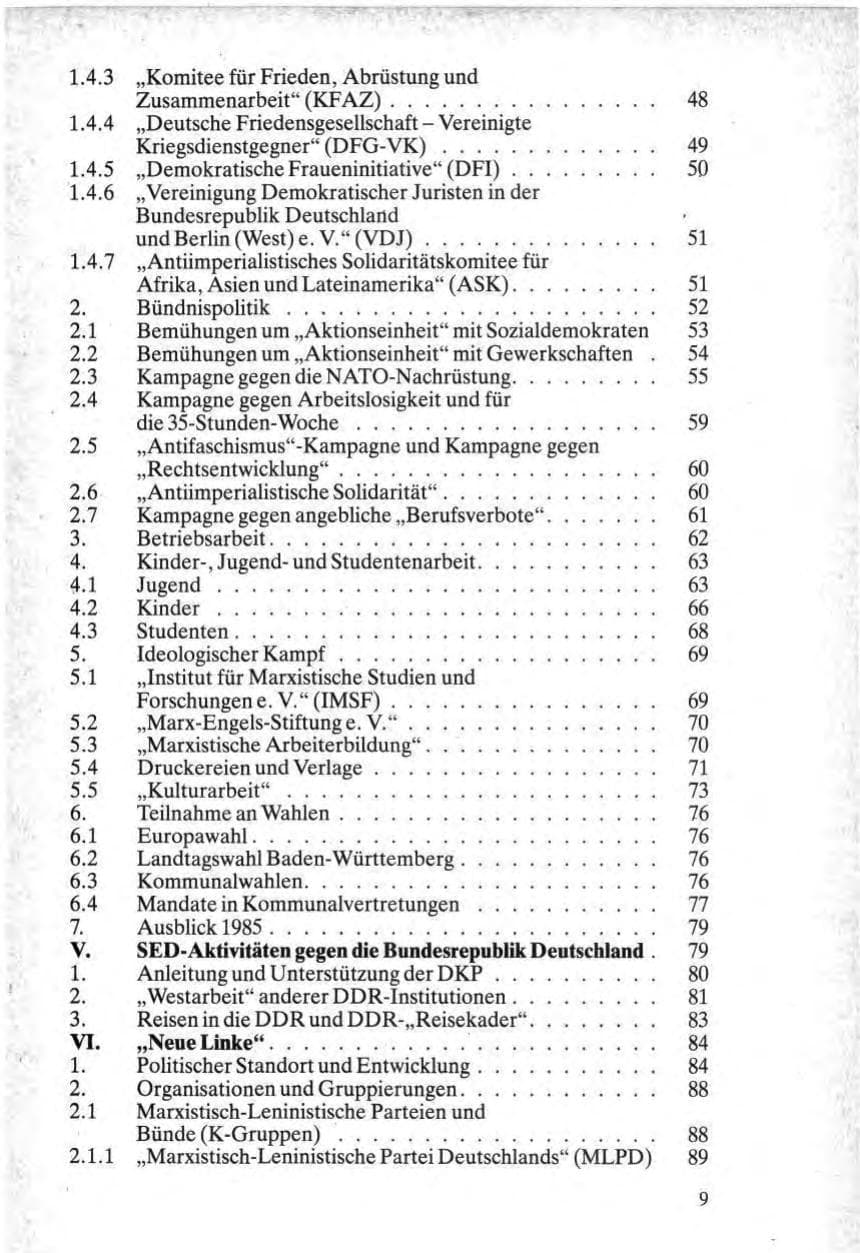 Seite 9 des Verfassungsschutzbericht 1984 Bund
