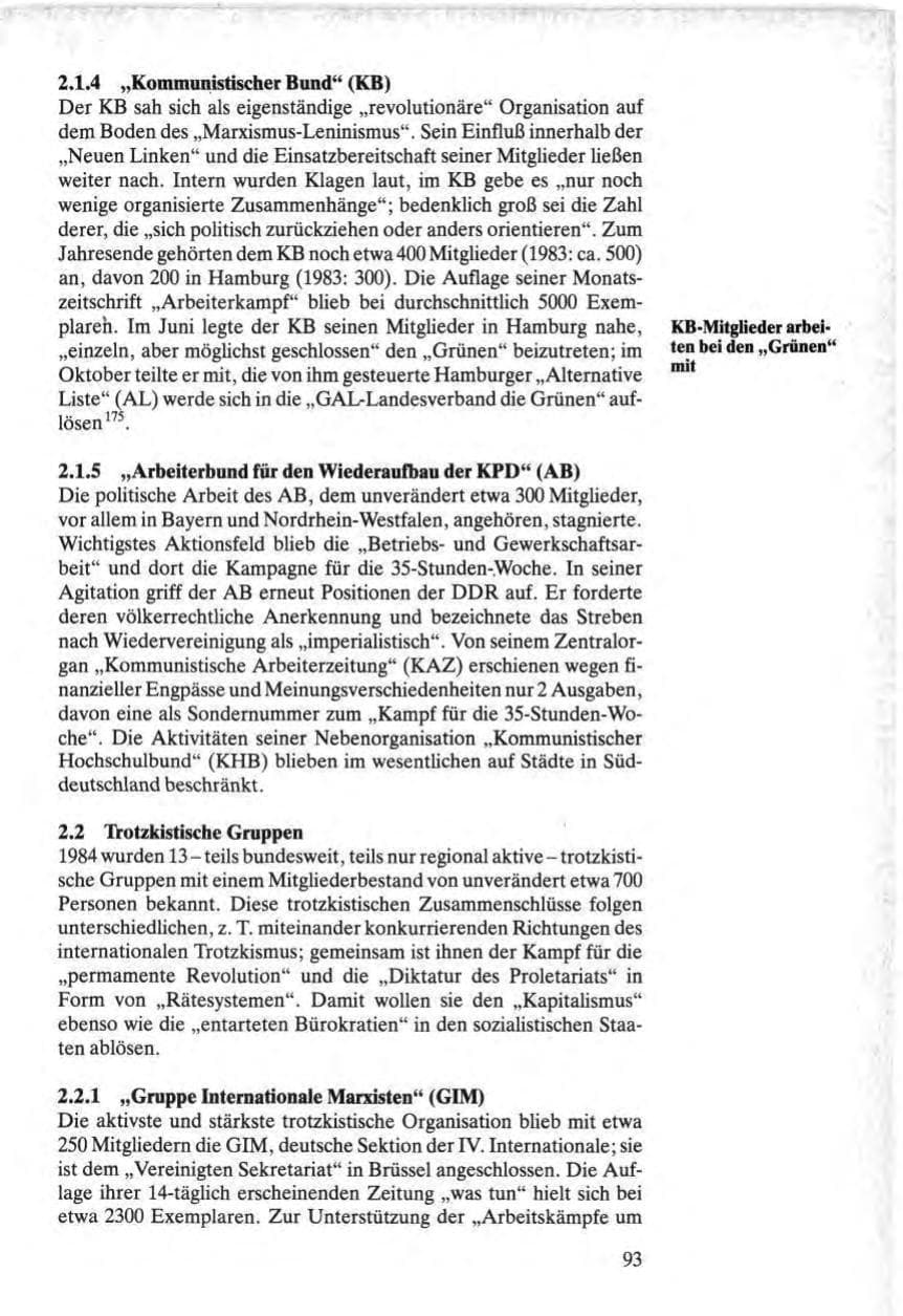 Seite 93 des Verfassungsschutzbericht 1984 Bund