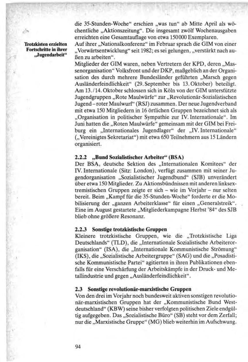 Seite 94 des Verfassungsschutzbericht 1984 Bund