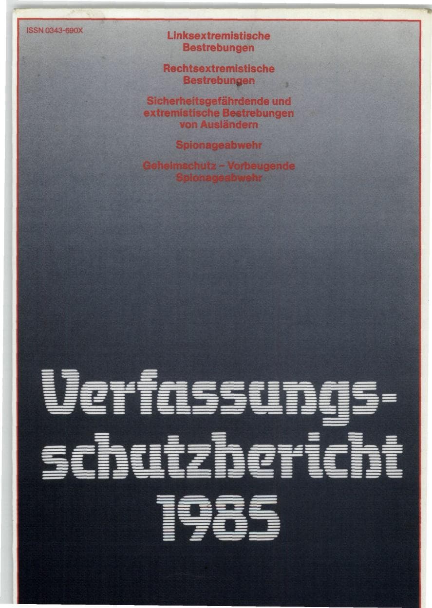 Seite 1 des Verfassungsschutzbericht 1985 Bund
