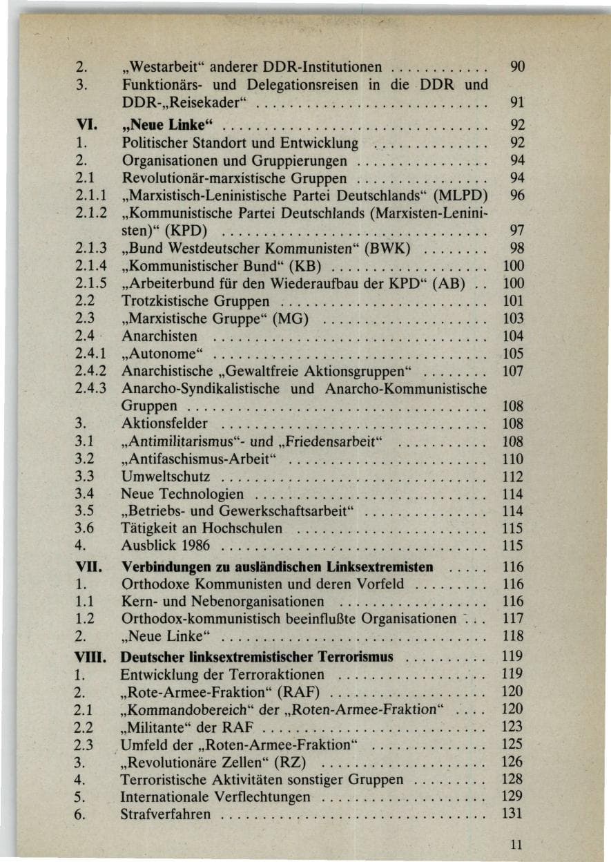 Seite 11 des Verfassungsschutzbericht 1985 Bund